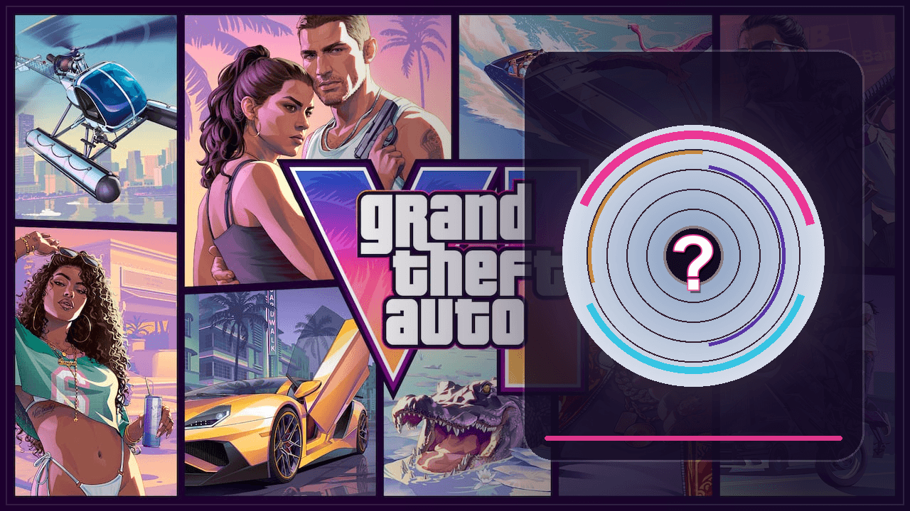 Official GTA VI artwork beside a stylised game disc with a question mark, representing the unconfirmed possibility of a physical edition