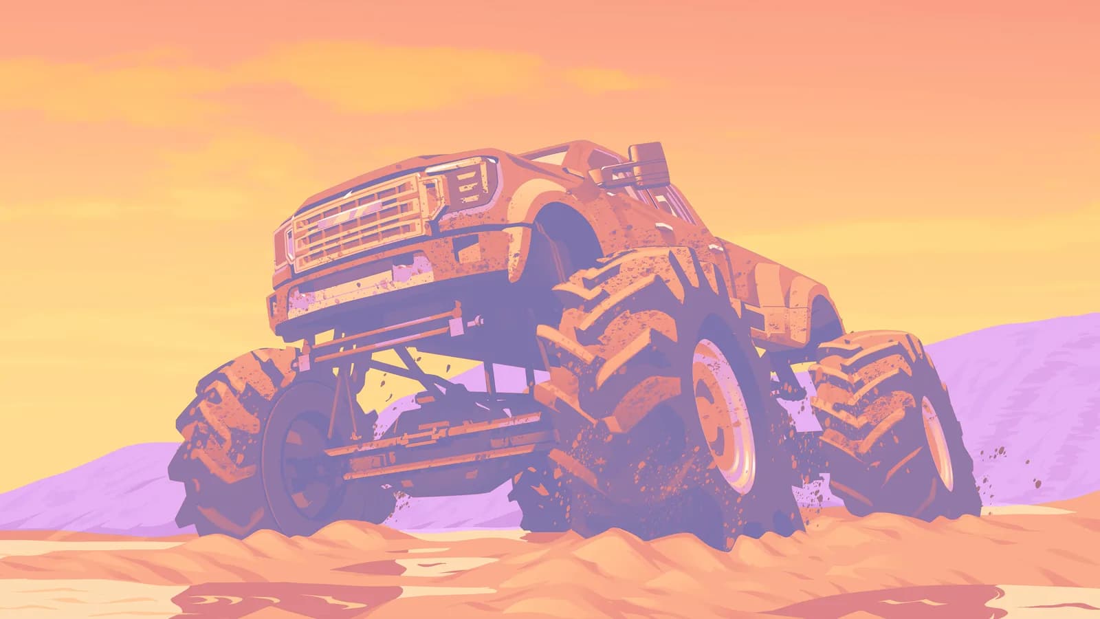 Off-road vehicle in the industrial landscape of Ambrosia