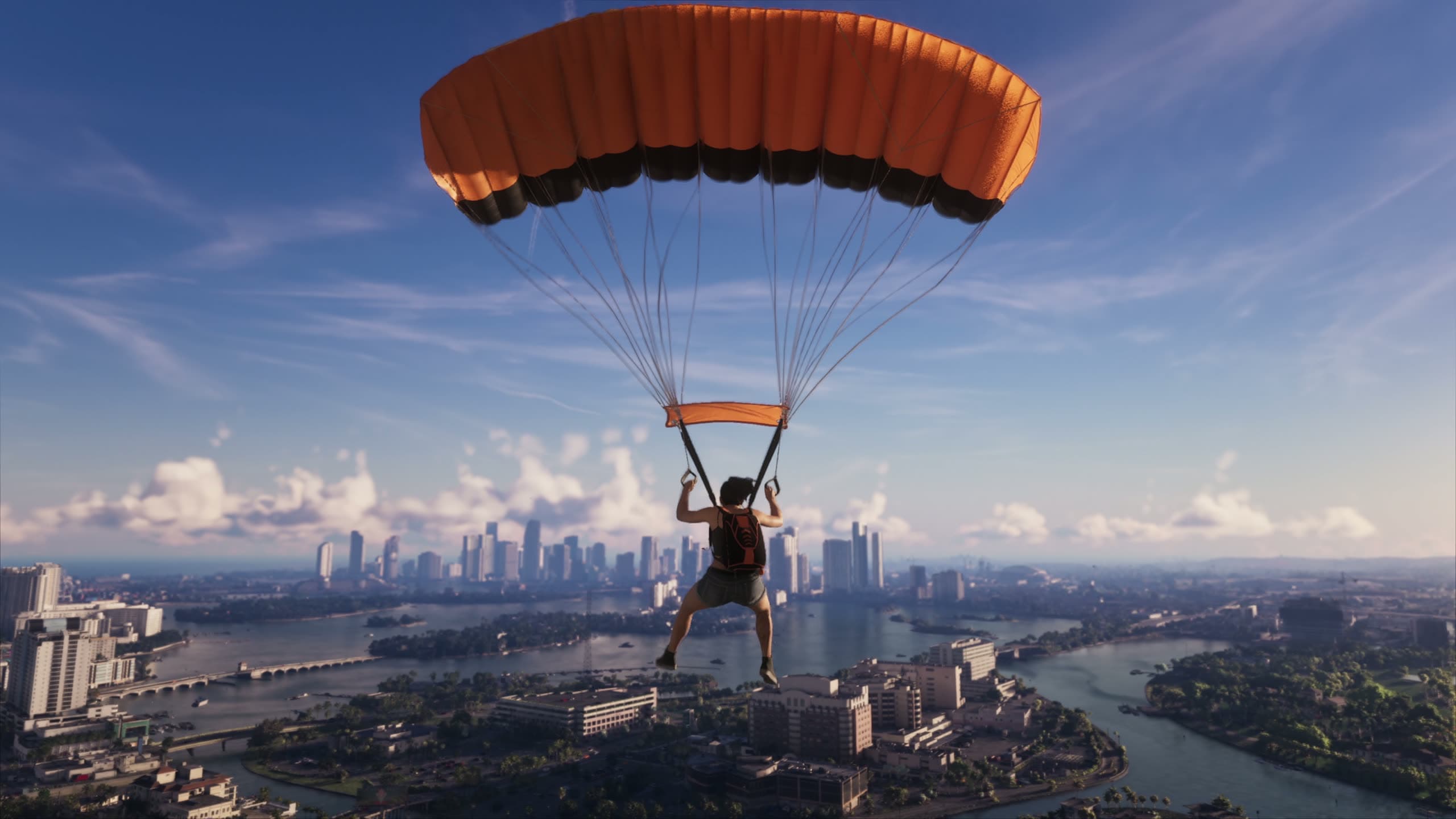 BASE jump with a parachute