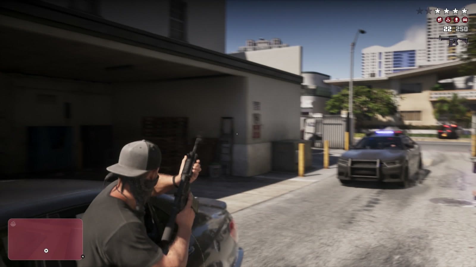 HUD policial de GTA VI con seis espacios de nivel de búsqueda