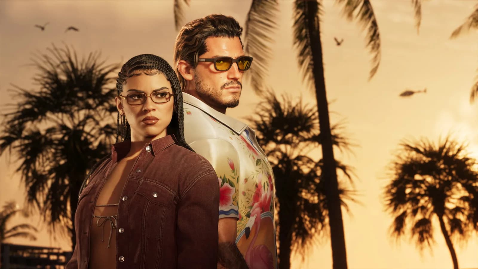 Jason y Lucía en arte oficial de Grand Theft Auto VI
