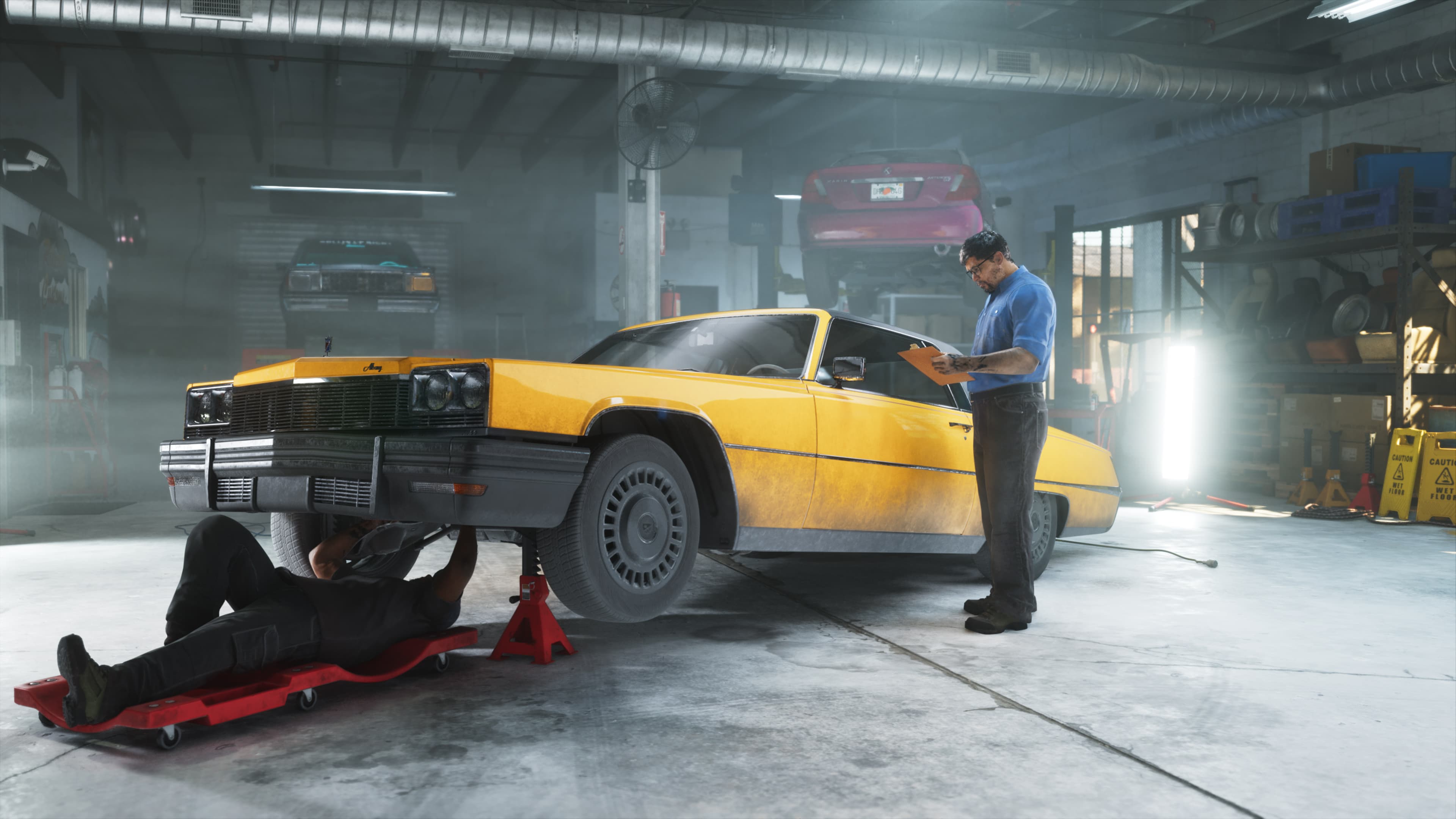 mechanics repairing a car in GTA 6